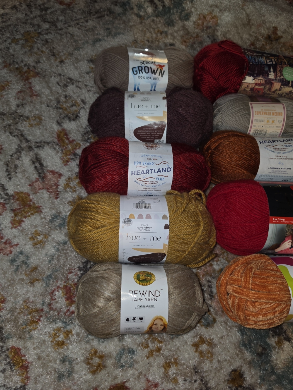 Fall Yarn Bundle 10 Skeins Lion Brand Wool Merino Heartland Hue + Me - Picture 3 of 9